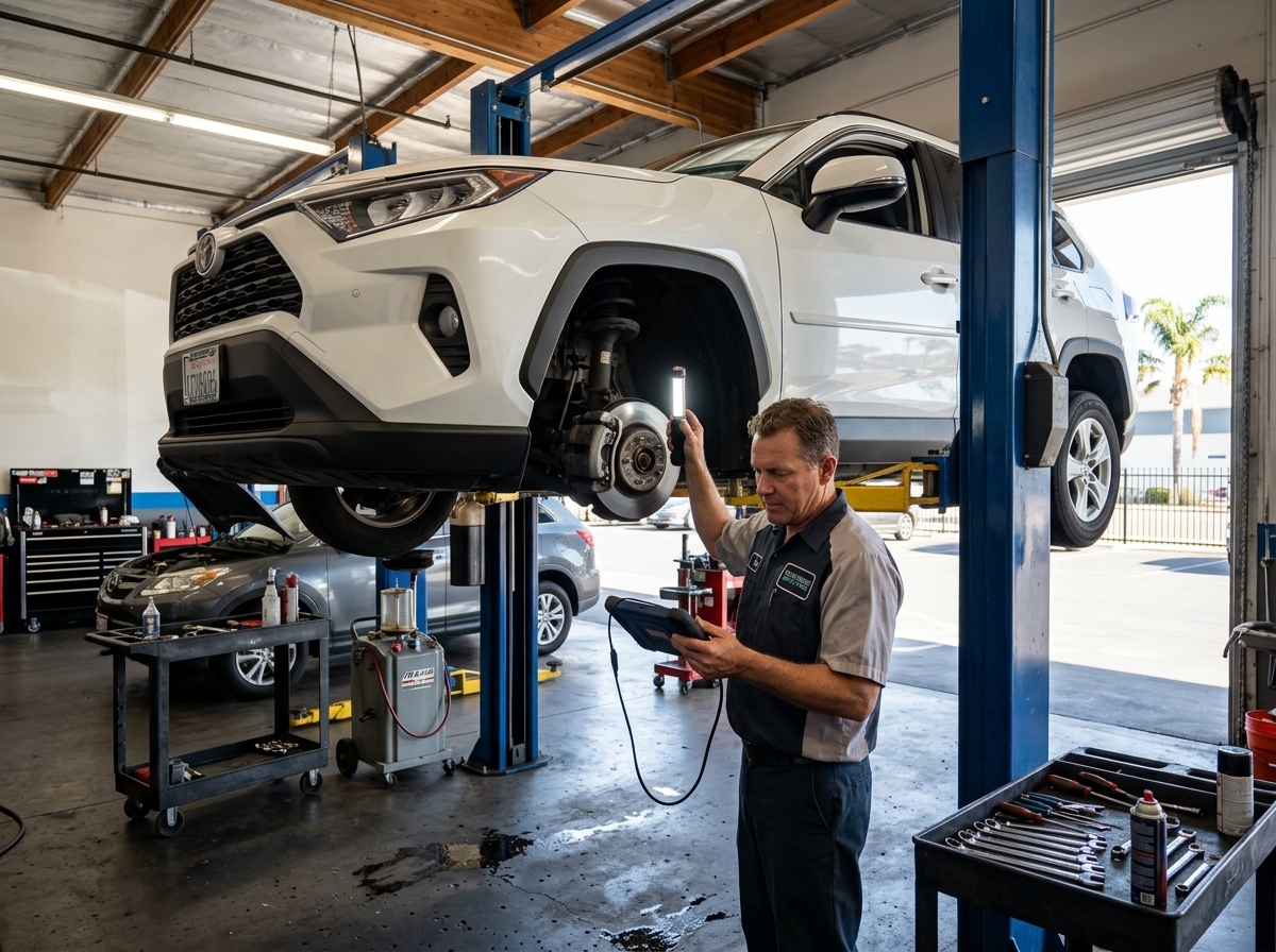 Mechanic inspecting Toyota RAV4 202606060315