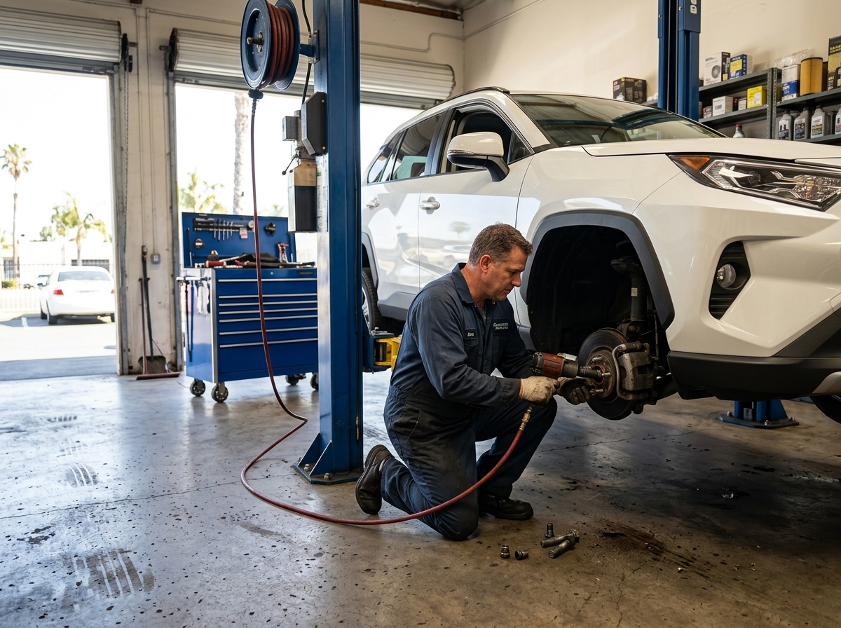Mechanic repairing white Toyota … 202606060322
